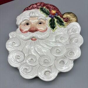 Vintage‎ Fitz & Floyd Christmas Santa Plate Candy Cookie Dish Wall Plaque In Box